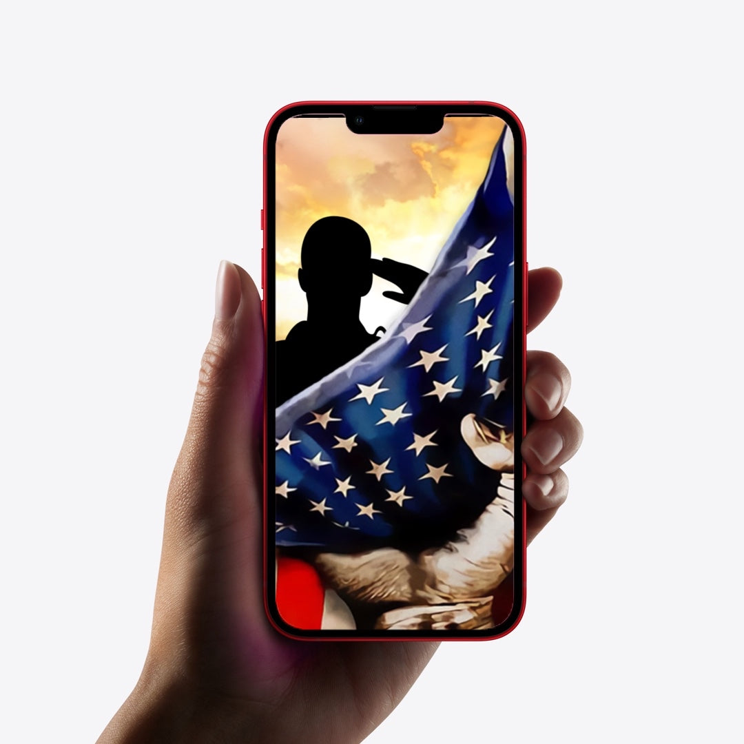 American flag with soldier