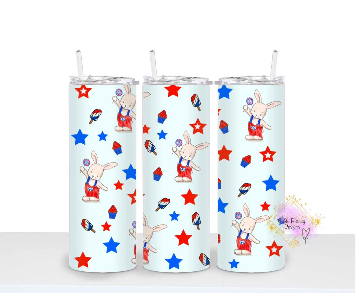 Patriotic bunny tumbler