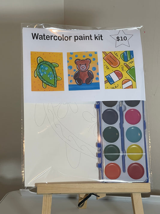 Watercolor paint kit sea turtle, bear, popsicle