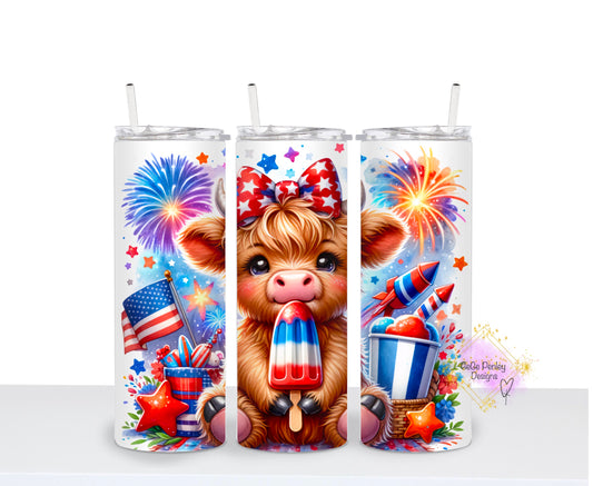 Cutie highland cow 4th of July pop