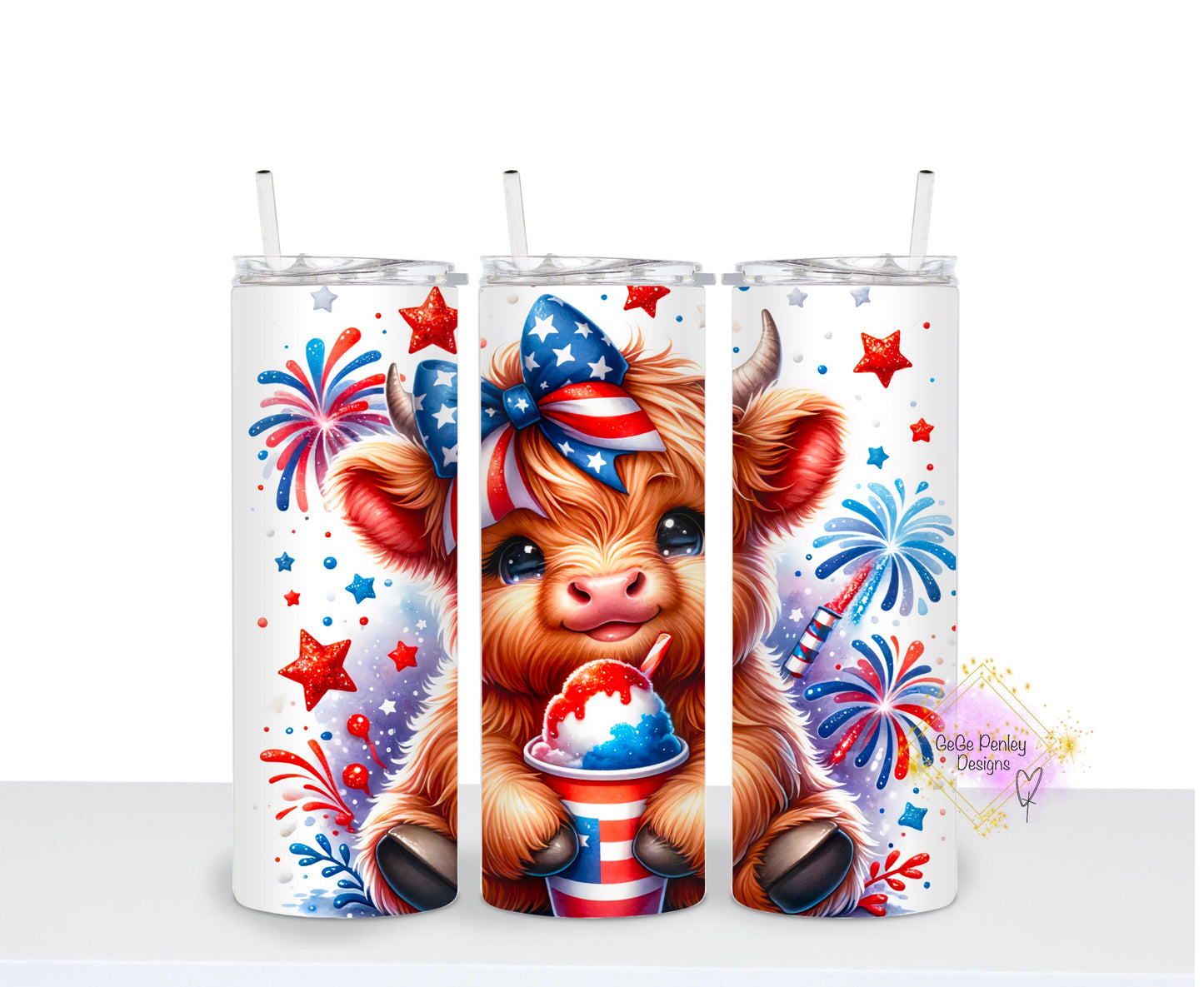 Cutie highland cow 4th of July icey