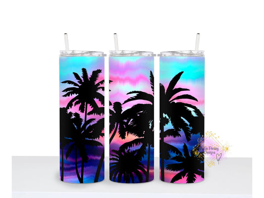 Palm trees pink/blue sunset