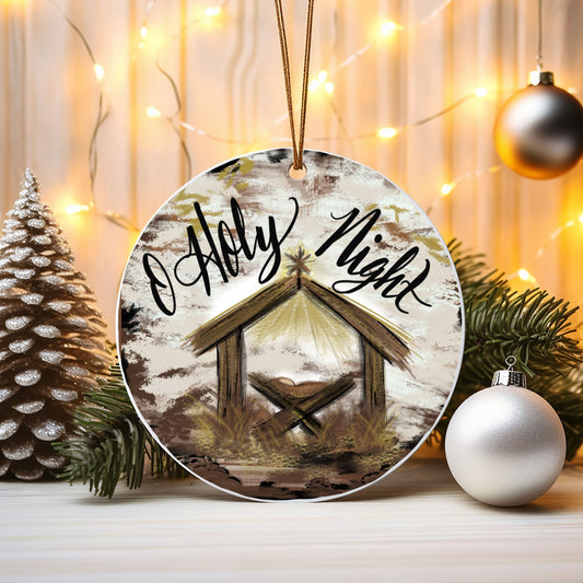 Oh holy night manger ornament