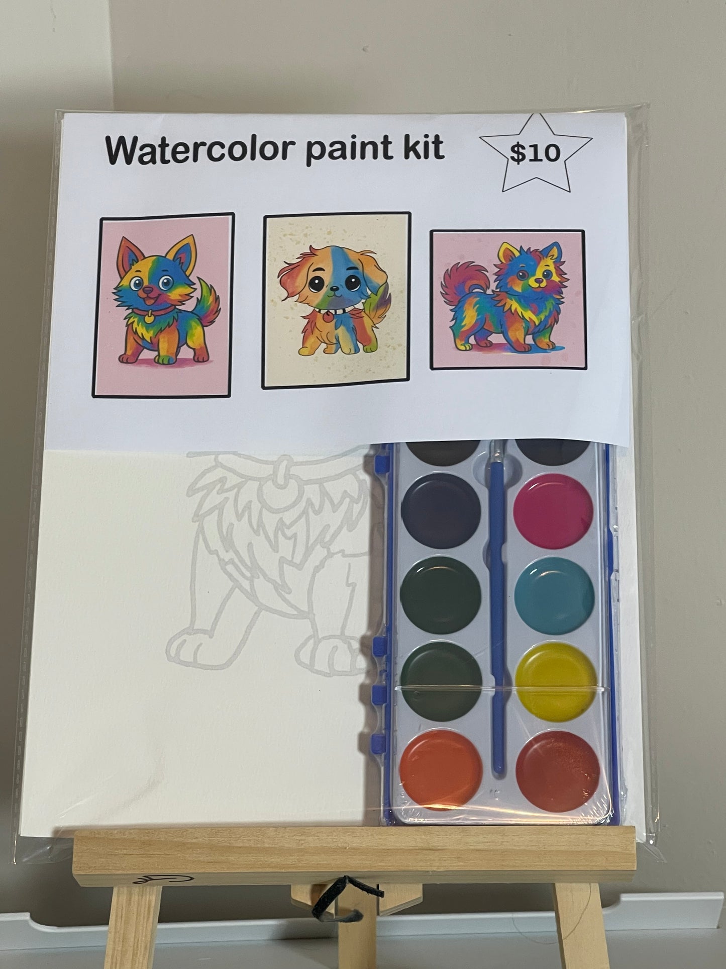 Watercolor paint kit pop art color puppies