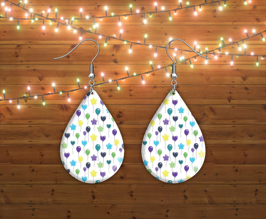 Birthday balloons teardrop earrings