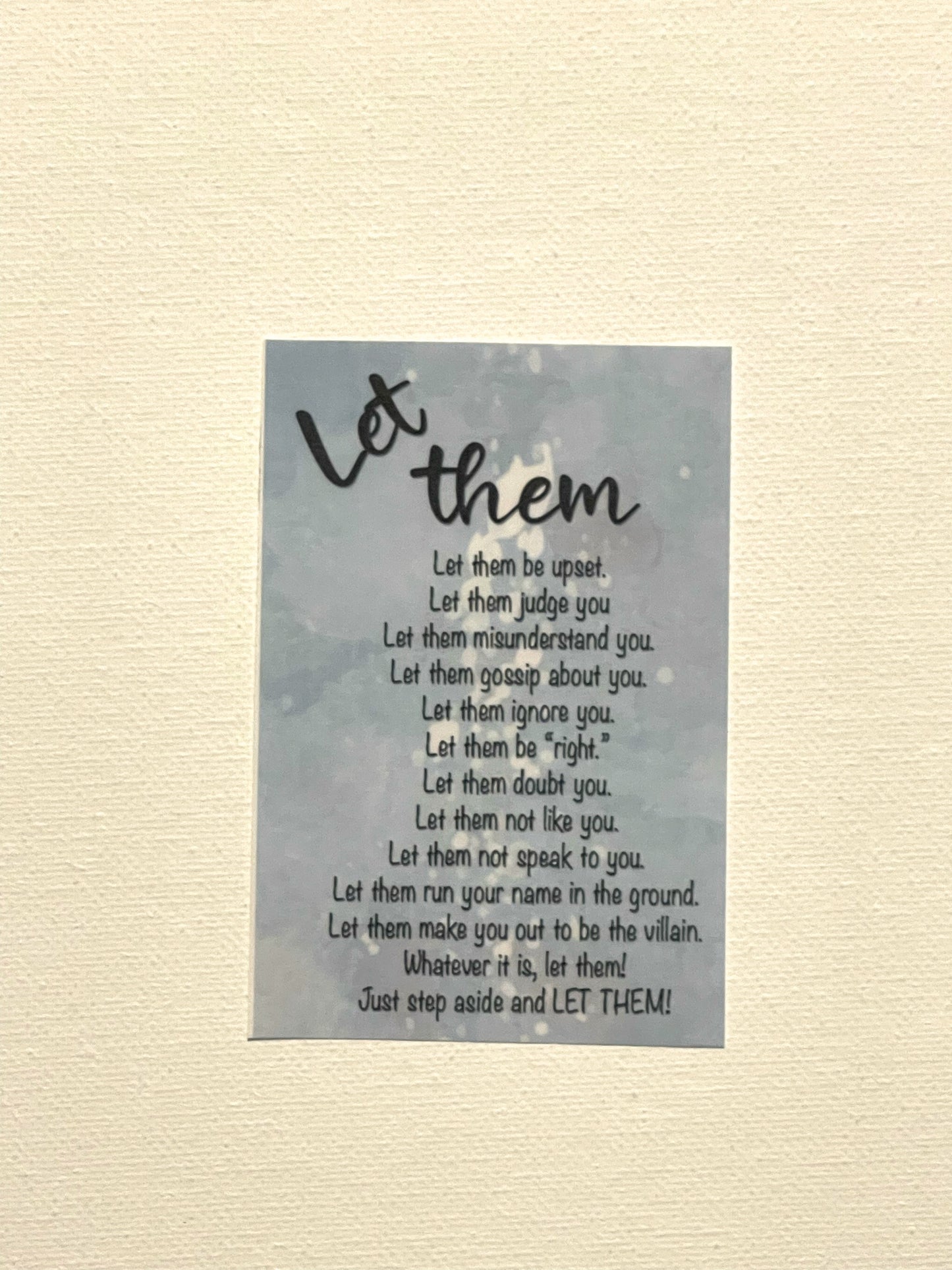 Let them 2 1/2” x 3 3\4” laminated card