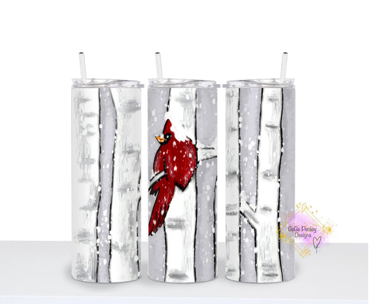 Cardinal in white tree