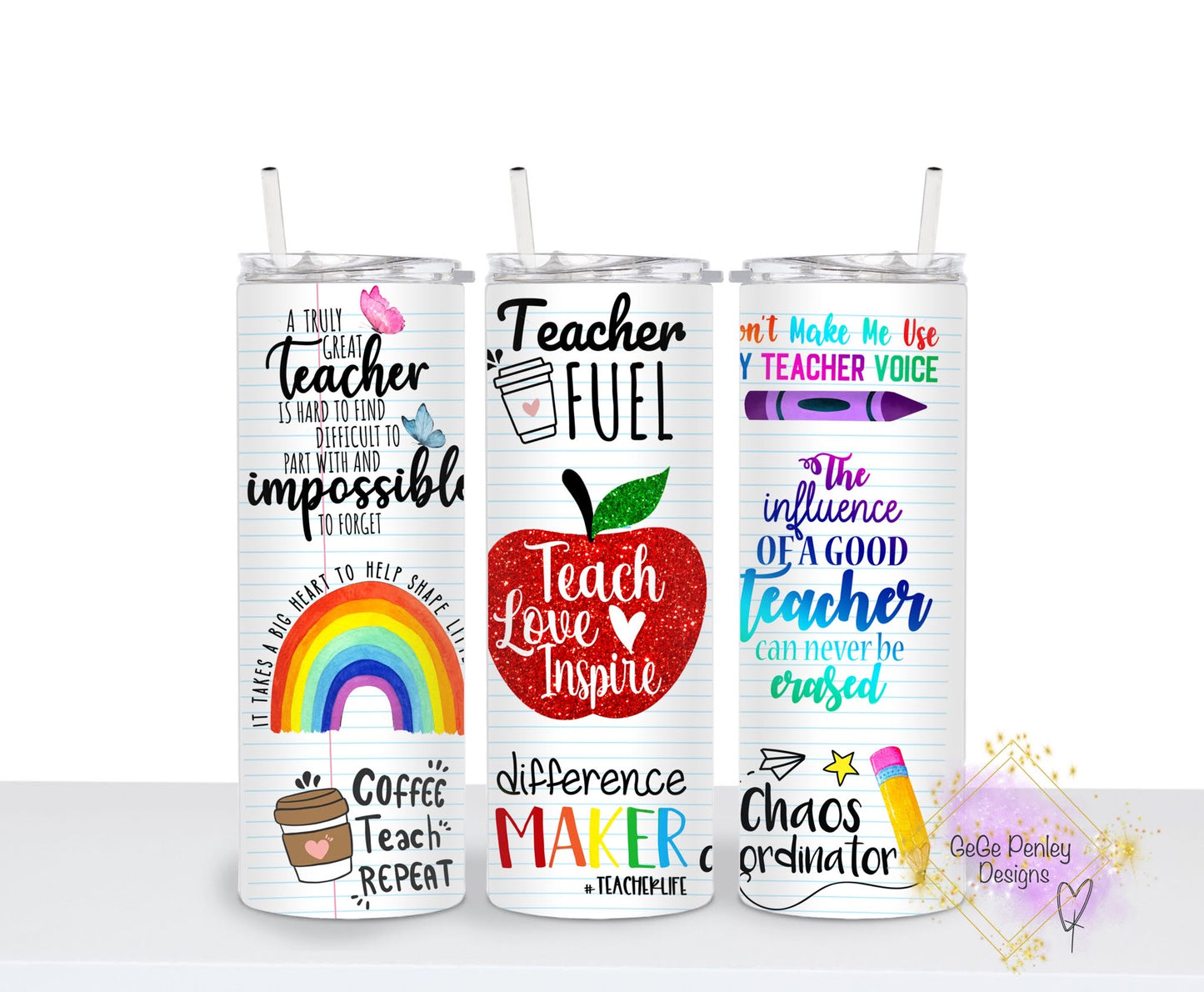 Teach love inspire red apple