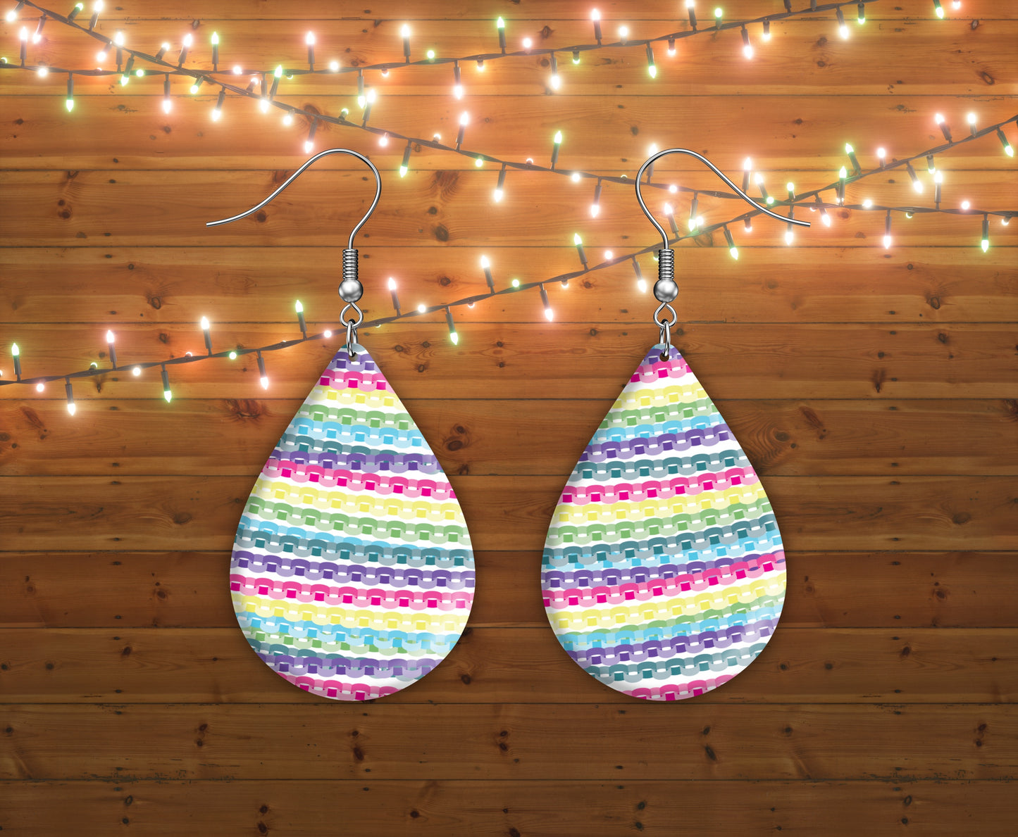 Colorful streamers teardrop earrings