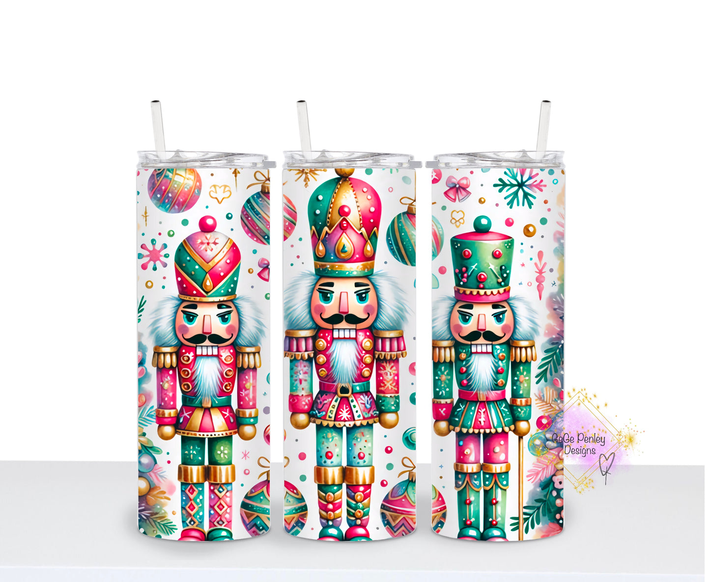 Three Nutcrackers pink/green