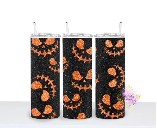 Pumpkin faces black background