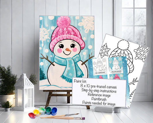 Pink and Blue Snowman Painting kit