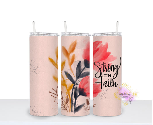 Strong in faith watercolor flowers